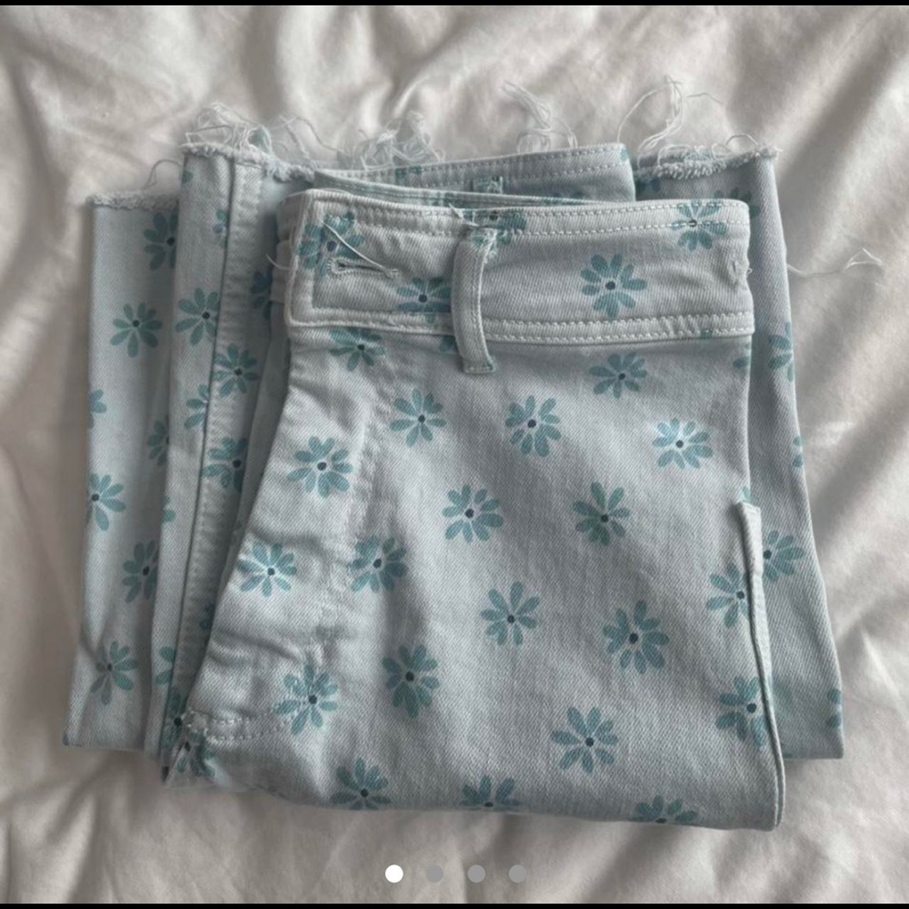 zara flower marine straight leg jeans